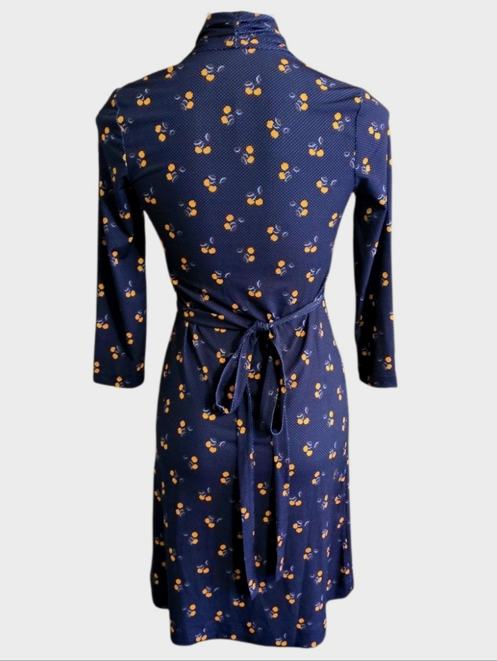French Connection Aventine Lemon Print Polka Dot Dress Navy Size  O - Picture 4 of 11